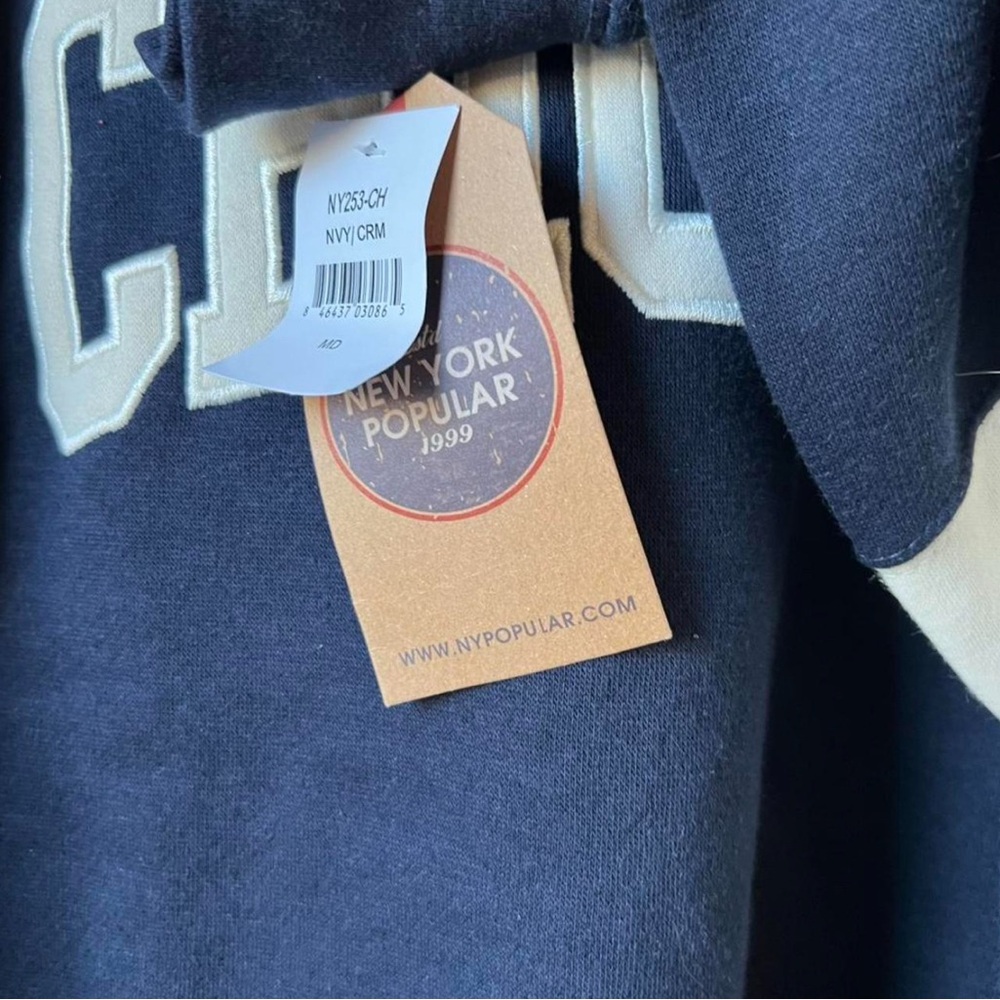NEW NY Popular Chicago Crewneck Sweatshirt‎ – Navy/Cream – Size M - Picture 3 of 4
